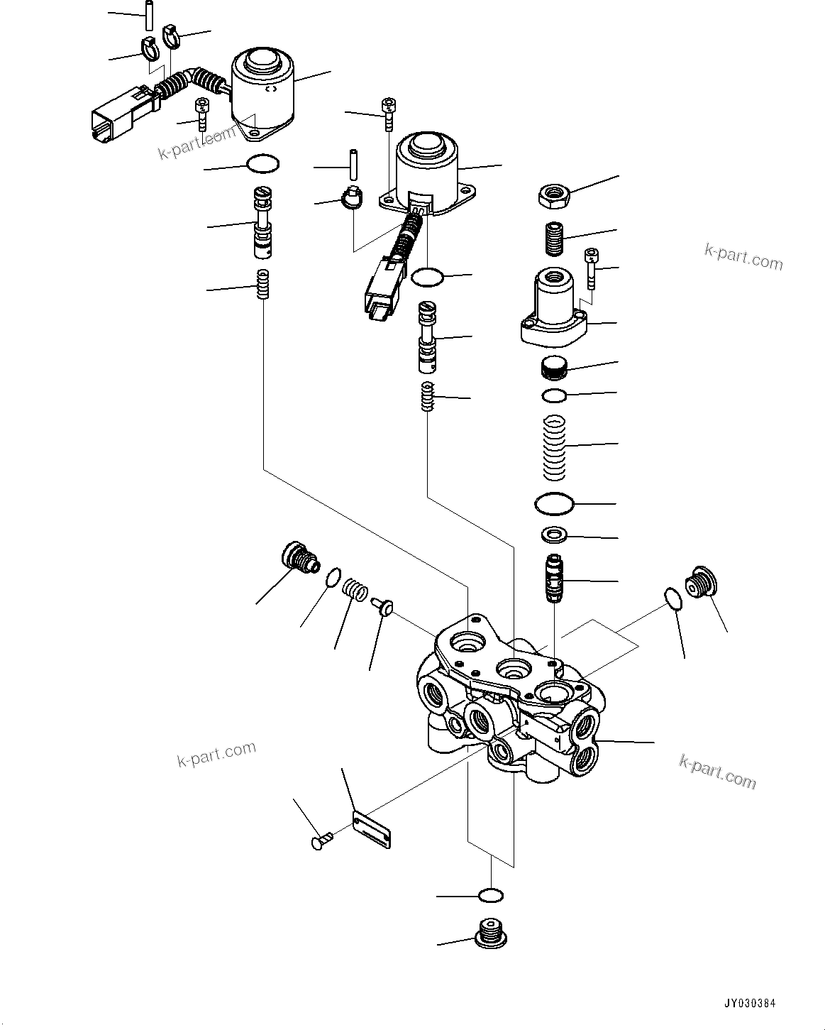 Komatsu parts book diagram for PC25MR-5 S/N 26001-UP: CONTROL VALVE, INNER PARTS, EPC VALVE(#25382-)