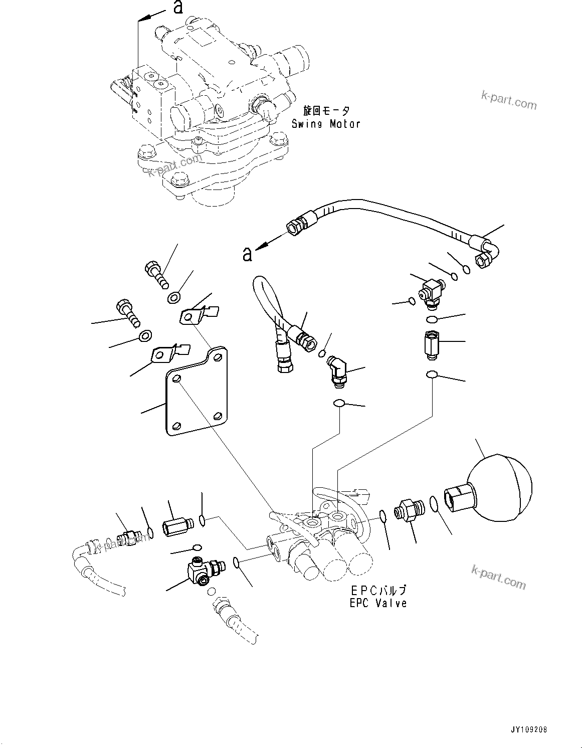 Komatsu parts book diagram for PC25MR-5 S/N 26001-UP: CONTROL VALVE, EPC PIPING (WITH ARM CRANE)(#25382-)