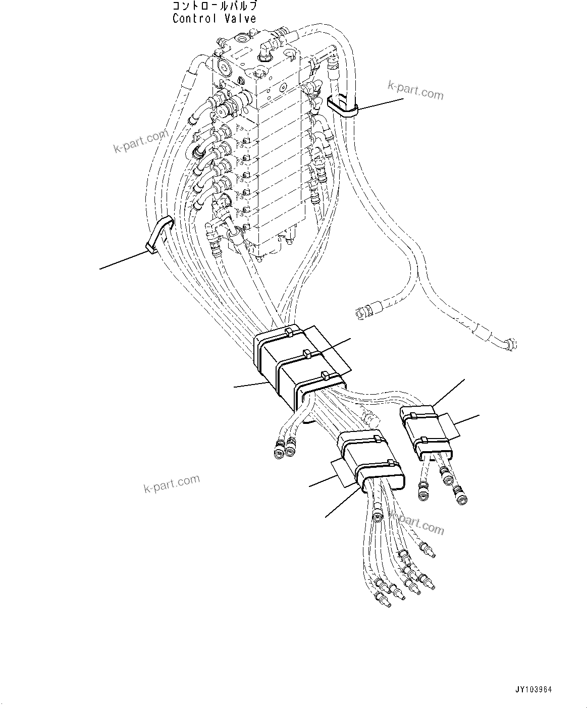 Komatsu parts book diagram for PC25MR-5 S/N 26001-UP: CONTROL VALVE, HOSE COVER(#25382-)