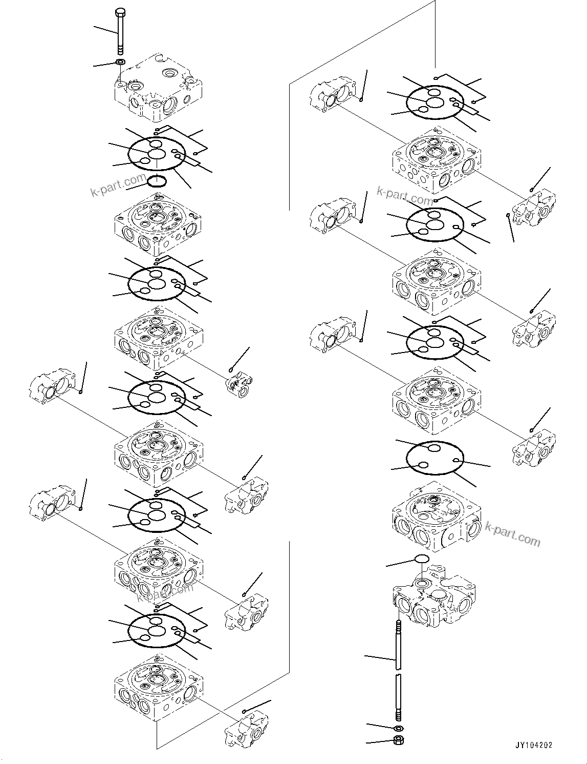 Komatsu parts book diagram for PC25MR-5 S/N 26001-UP: CONTROL VALVE, 8-VALVE (2/12)(#25001-25119)