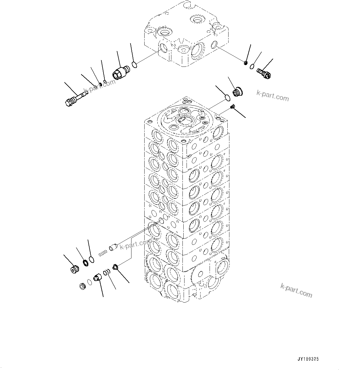 Komatsu parts book diagram for PC25MR-5 S/N 26001-UP: CONTROL VALVE, 8-VALVE (9/12)(#25120-)