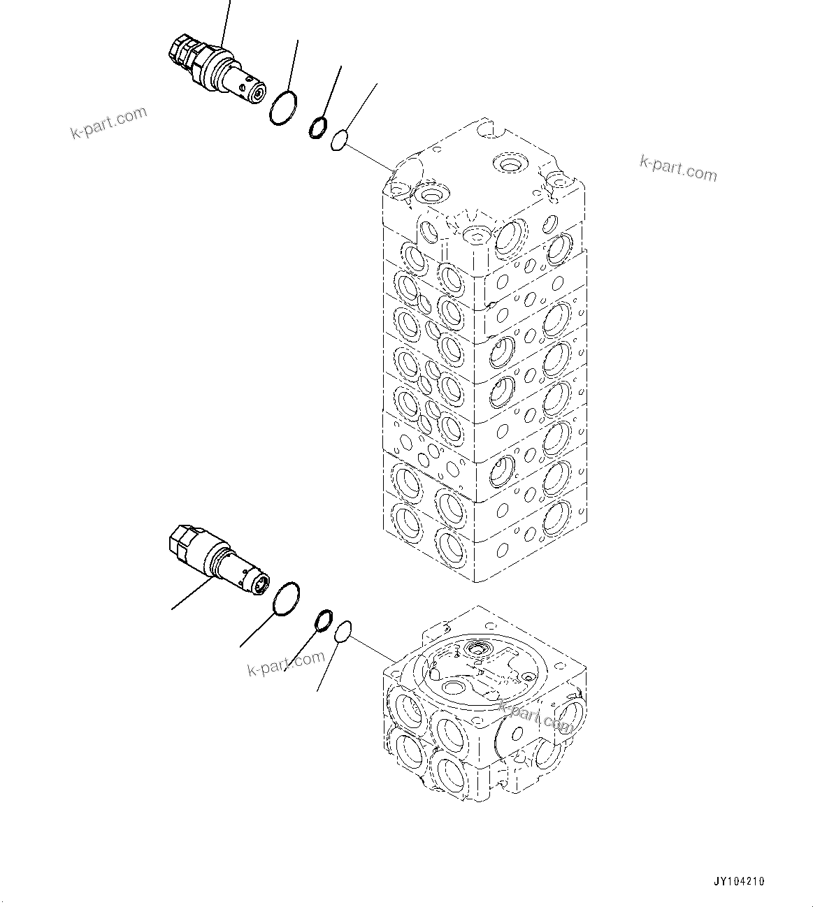 Komatsu parts book diagram for PC25MR-5 S/N 26001-UP: CONTROL VALVE, 8-VALVE (10/12)(#25001-25119)