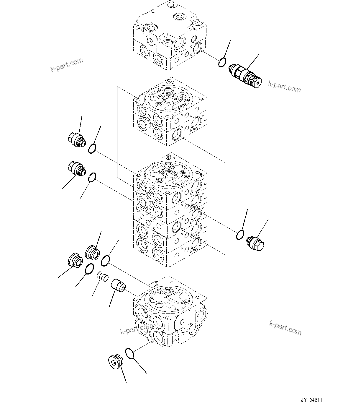 Komatsu parts book diagram for PC25MR-5 S/N 26001-UP: CONTROL VALVE, 8-VALVE (11/12)(#25001-25119)