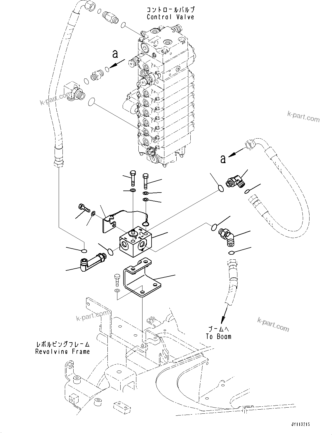 Komatsu parts book diagram for PC25MR-5 S/N 26001-UP: CONTROL VALVE, 3-WAY VALVE(#26001-)