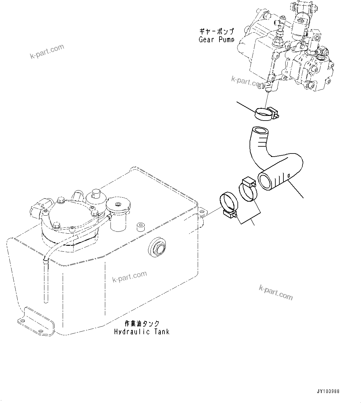 Komatsu parts book diagram for PC25MR-5 S/N 26001-UP: SUCTION PIPING, (#25001-)