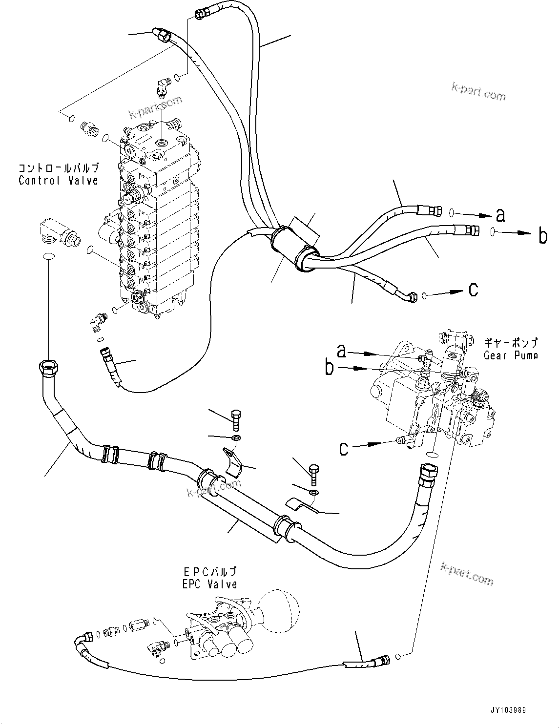 Komatsu parts book diagram for PC25MR-5 S/N 26001-UP: DELIVERY PIPING, (#25001-)
