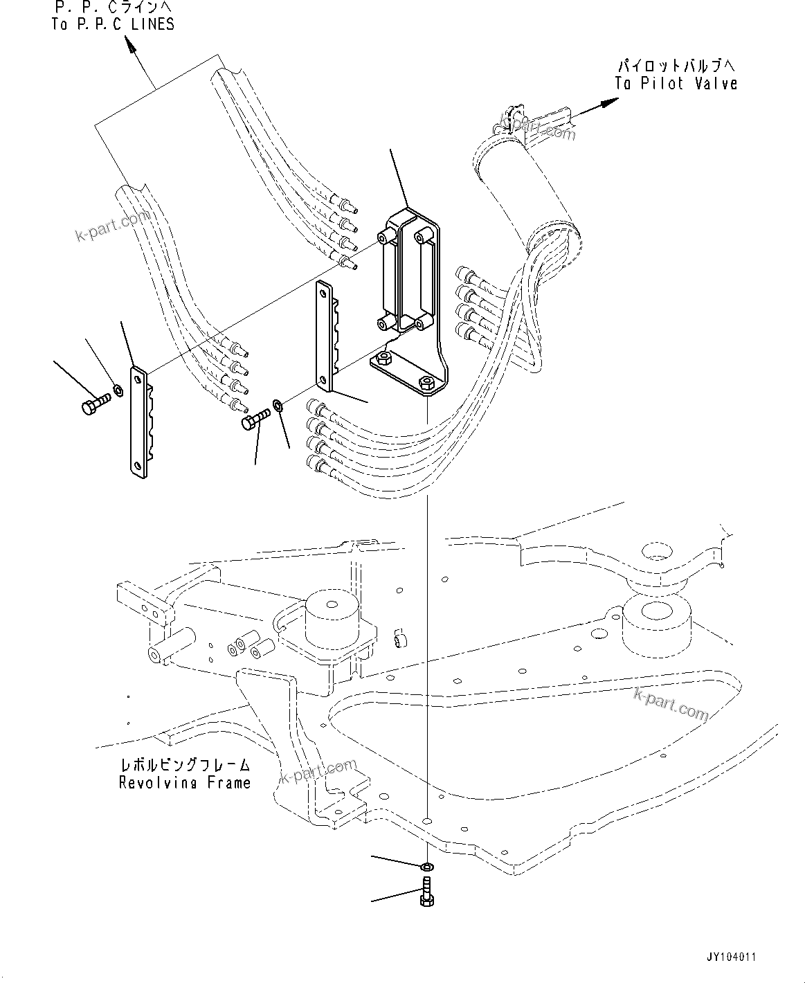 Komatsu parts book diagram for PC25MR-5 S/N 26001-UP: PROPORTIONAL PRESSURE CONTROL (PPC) PIPING JOINT, (WITHOUT MULTI CONTROL PATTERN CHANGE OVER VALVE)(#25001-)