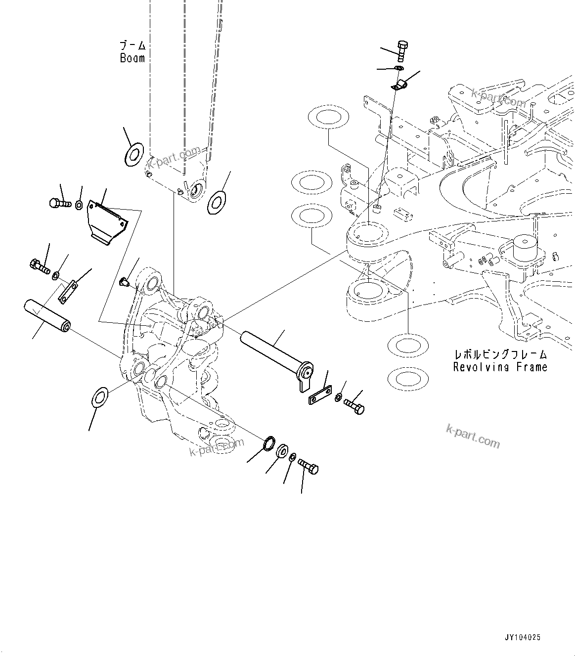 Komatsu parts book diagram for PC25MR-5 S/N 26001-UP: BOOM SWING BRACKET, PIN(#25001-)