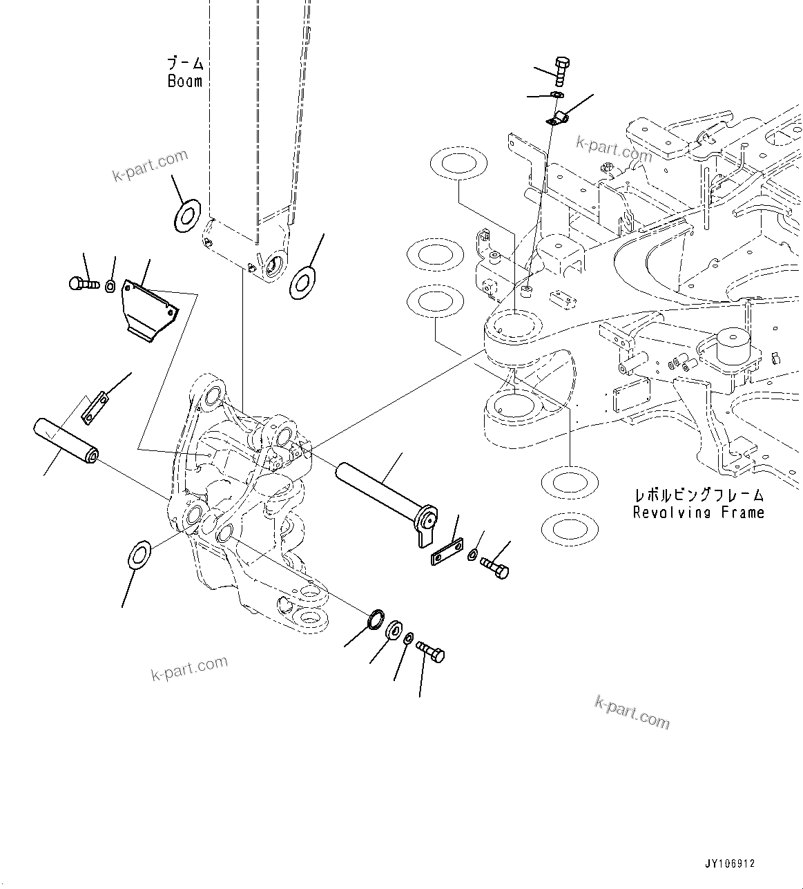 Komatsu parts book diagram for PC25MR-5 S/N 26001-UP: BOOM SWING BRACKET, PIN (WITH ARM CRANE)(#25001-)