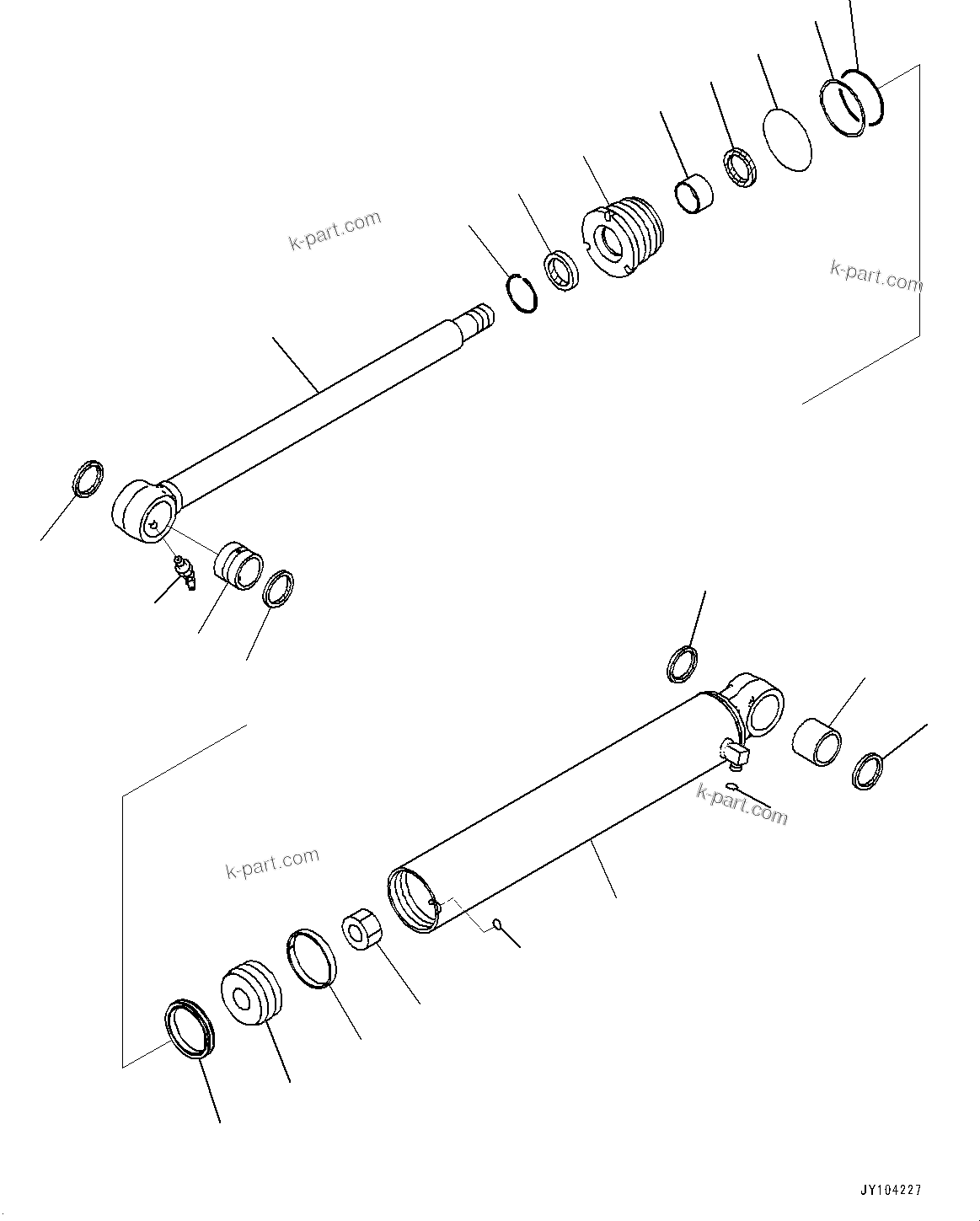 Komatsu parts book diagram for PC25MR-5 S/N 26001-UP: BOOM SWING CYLINDER, INNER PARTS, BOOM SWING CYLINDER(#25001-)