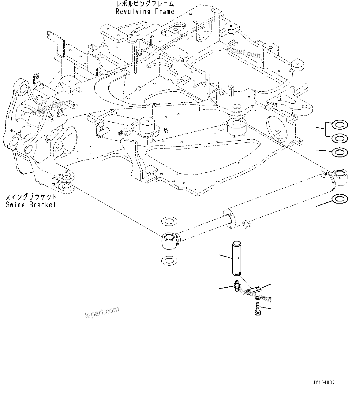 Komatsu parts book diagram for PC25MR-5 S/N 26001-UP: BOOM SWING CYLINDER, PIN(#25100-)