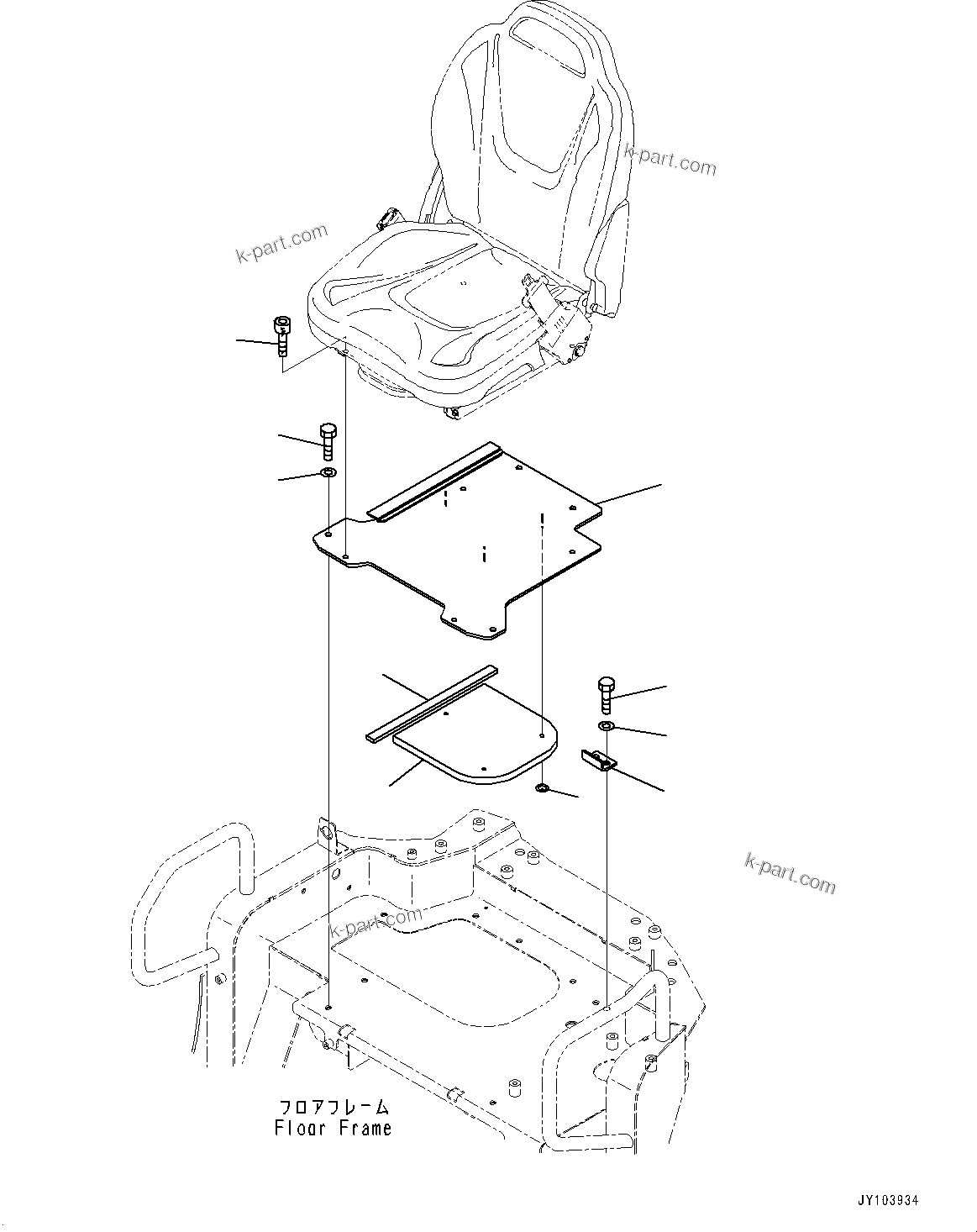 Komatsu parts book diagram for PC25MR-5 S/N 26001-UP: OPERATOR'S SEAT, MOUNTING(#25001-)