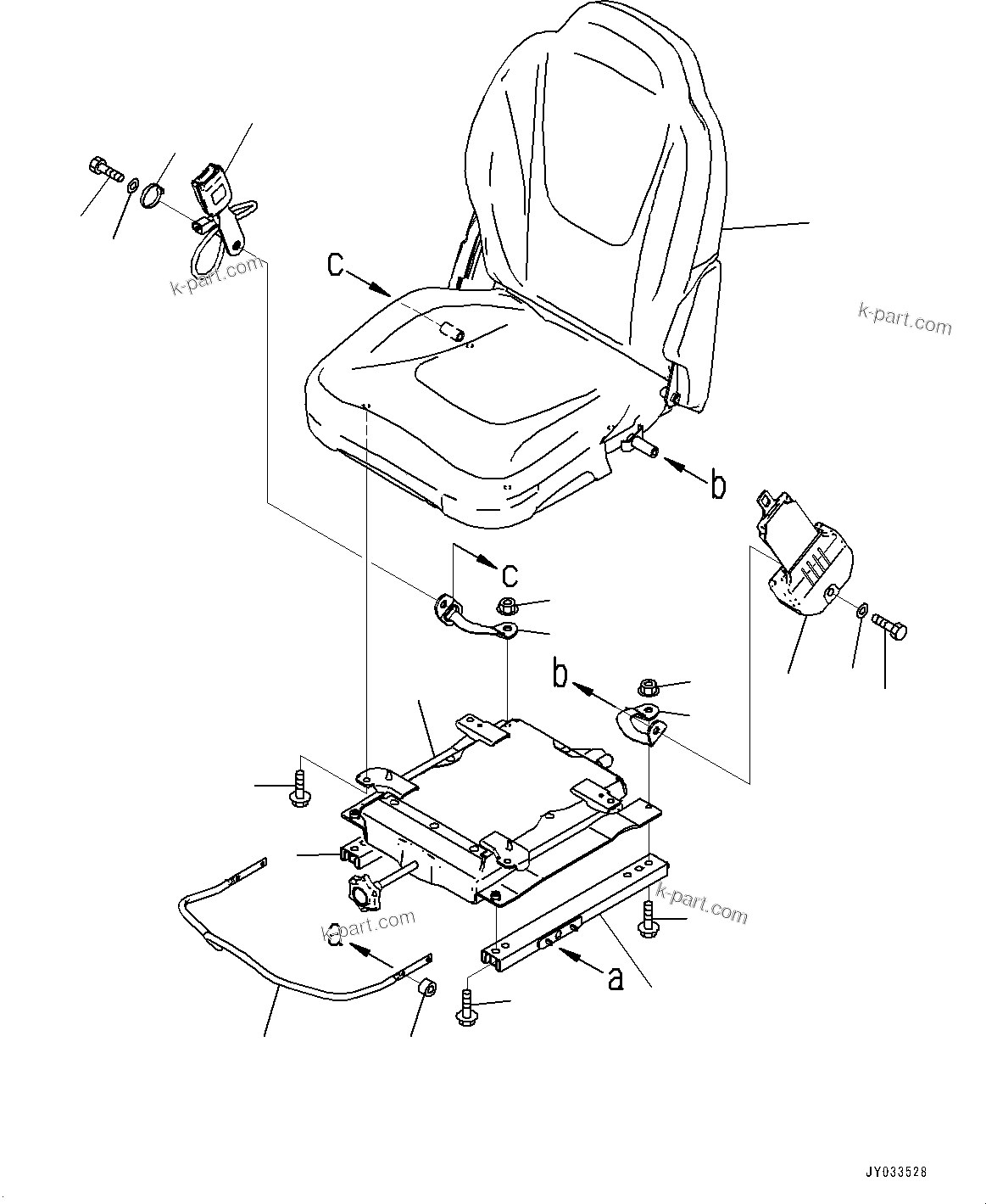 Komatsu parts book diagram for PC25MR-5 S/N 26001-UP: OPERATOR'S SEAT, INNER PARTS (50MM SEAT BELT, 2-POINT TYPE, SUSPENSION TYPE OPERATOR'S SEAT)(#25001-)