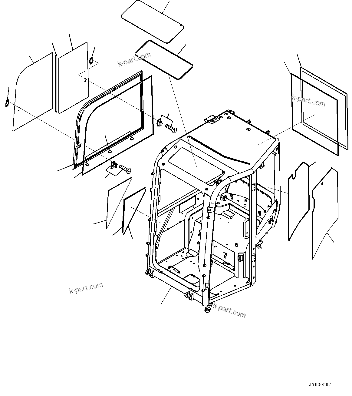 Komatsu parts book diagram for PC25MR-5 S/N 26001-UP: CAB, CAB BODY AND WINDOW(#26001-)