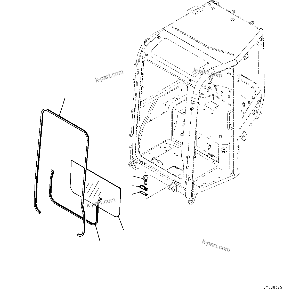 Komatsu parts book diagram for PC25MR-5 S/N 26001-UP: CAB, FRONT LOWER WINDOW(#26001-)