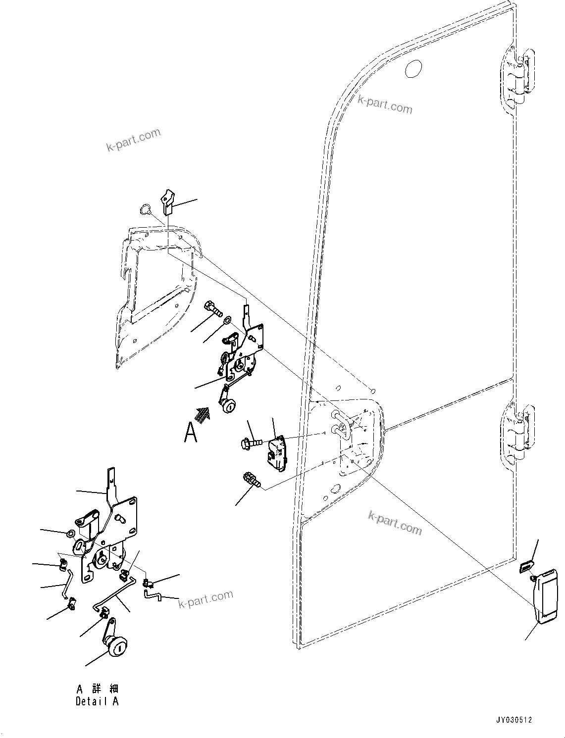 Komatsu parts book diagram for PC25MR-5 S/N 26001-UP: CAB, DOOR LOCK (1/2)(#26001-)