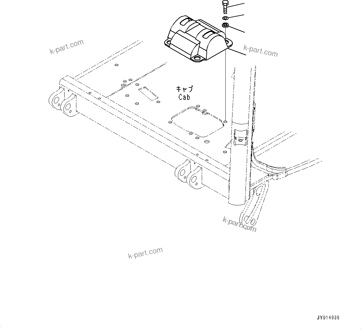 Komatsu parts book diagram for PC25MR-5 S/N 26001-UP: CAB, FLOOR, TRAVEL CONTROL VALVE COVER(#26001-)