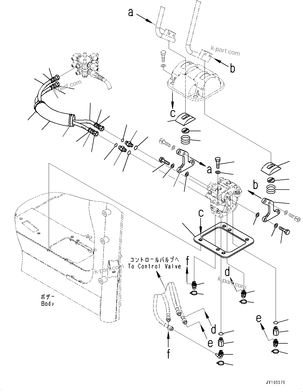 Komatsu parts book diagram for PC25MR-5 S/N 26001-UP: CAB, FLOOR, PPC PIPING FOR TRAVEL VALVE(#26001-)