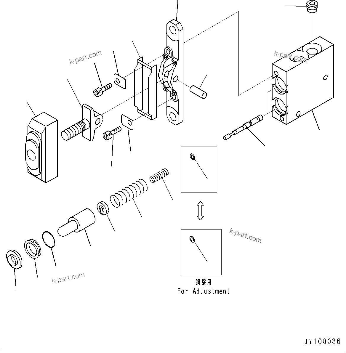 Komatsu parts book diagram for PC25MR-5 S/N 26001-UP: CAB, PPC VALVE (2/6) (FOR BOOM SWING)(#26001-)