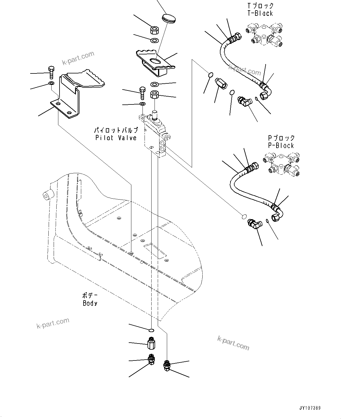 Komatsu parts book diagram for PC25MR-5 S/N 26001-UP: CAB, BOOM SWING PEDAL AND PIPING(#26001-)