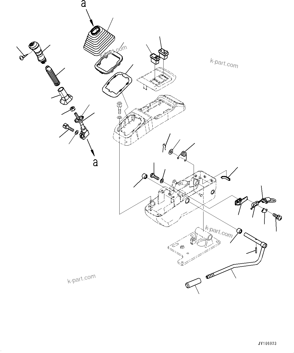 Komatsu parts book diagram for PC25MR-5 S/N 26001-UP: CAB, FLOOR, WORK EQUIPMENT CONTROL LEVER, L.H.(#26001-)