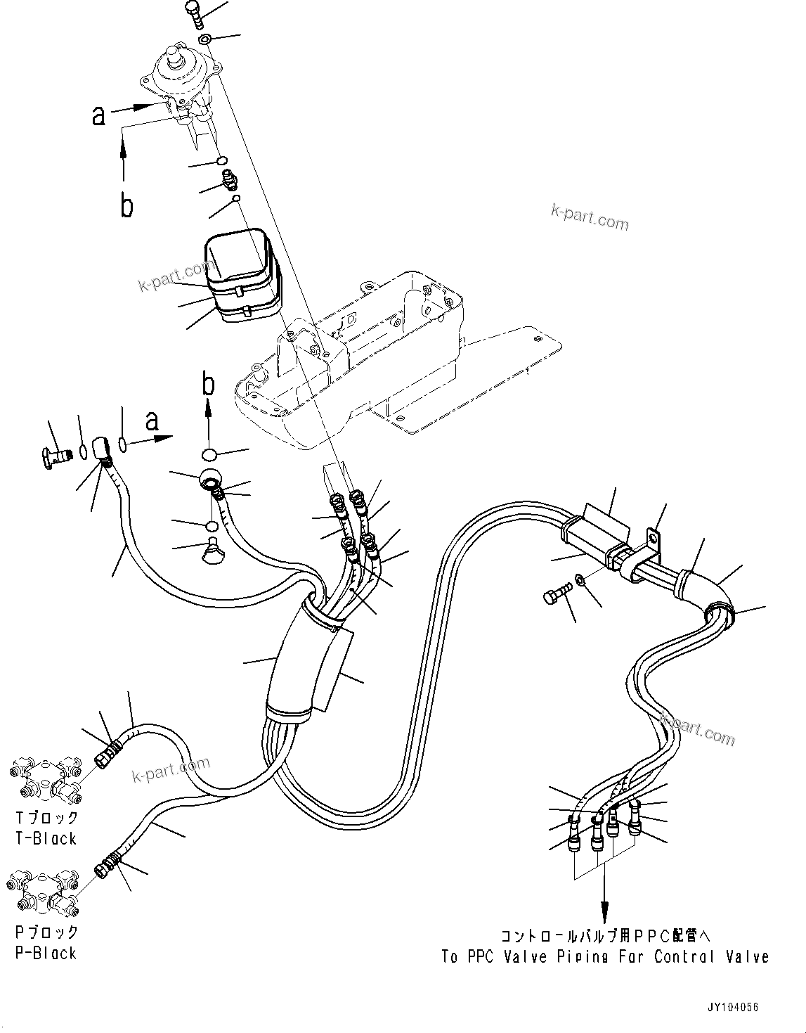 Komatsu parts book diagram for PC25MR-5 S/N 26001-UP: CAB, PPC PIPING, R.H.(#26001-)