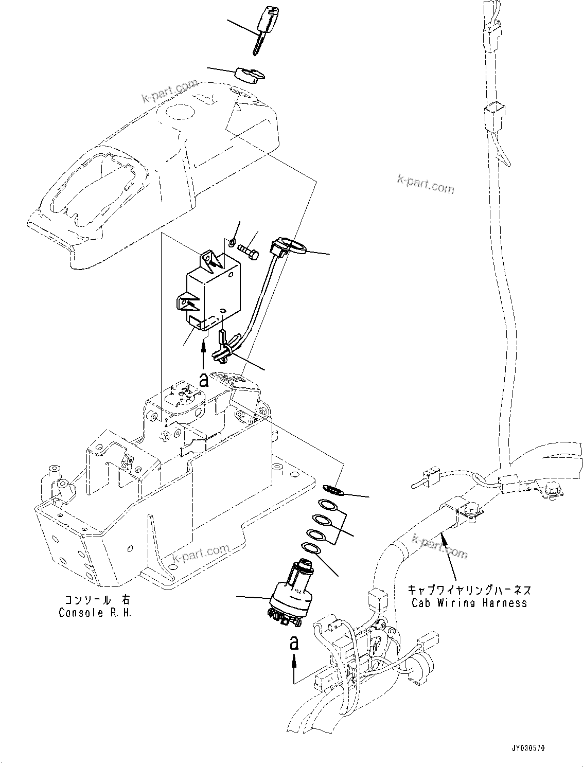 Komatsu parts book diagram for PC25MR-5 S/N 26001-UP: CAB, STARTING SWITCH(#26001-)