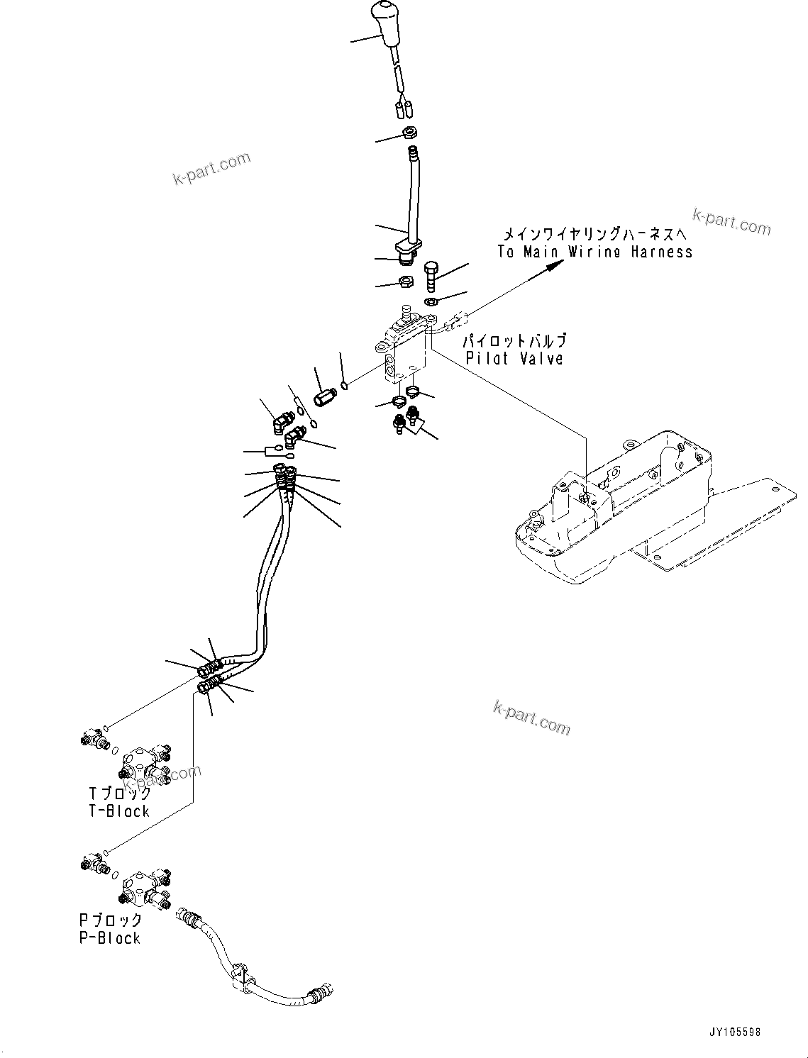 Komatsu parts book diagram for PC25MR-5 S/N 26001-UP: CAB, BLADE CONTROL LEVER(#26001-)