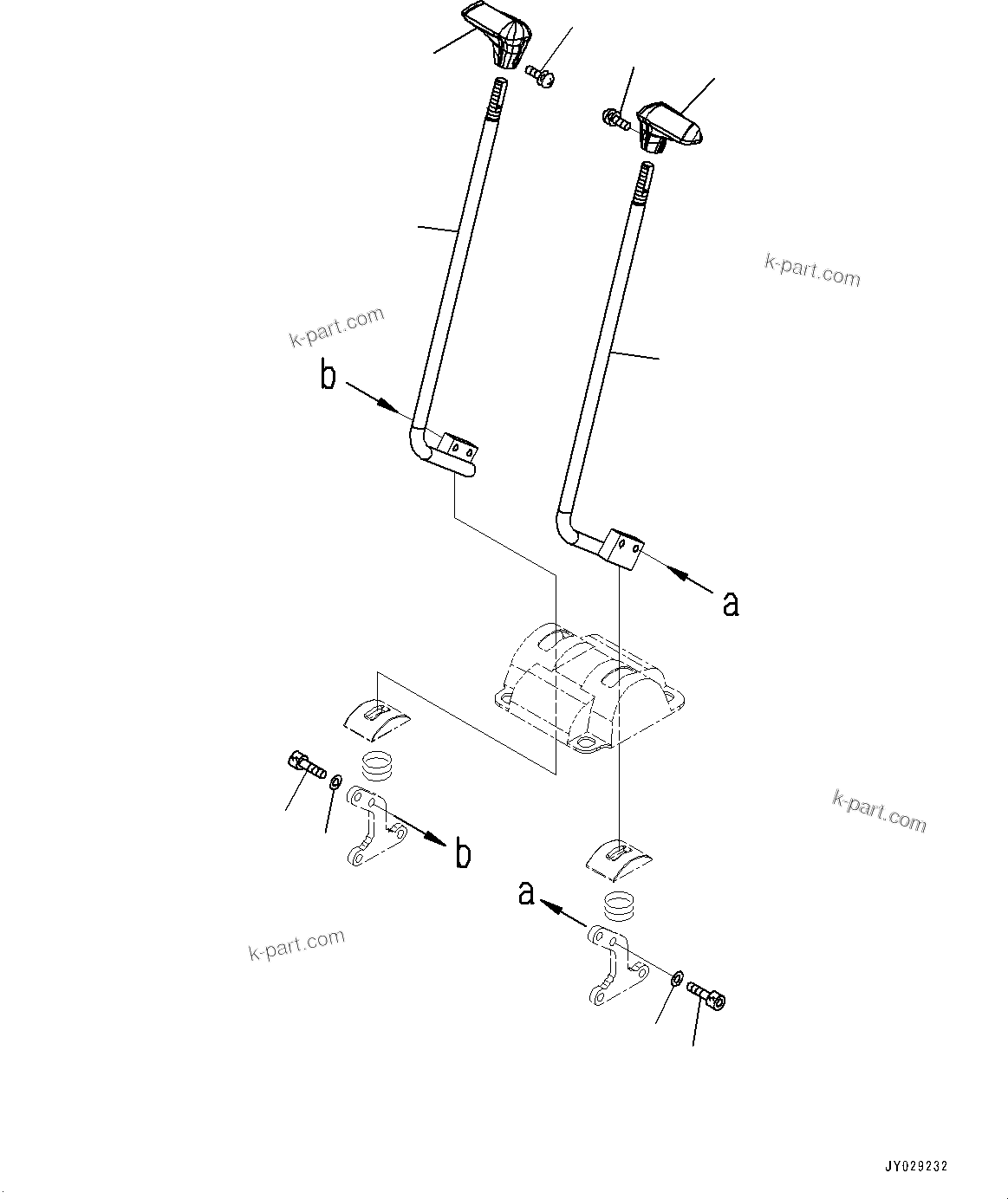 Komatsu parts book diagram for PC25MR-5 S/N 26001-UP: CAB, FLOOR, TRAVEL CONTROL LEVER(#26001-)