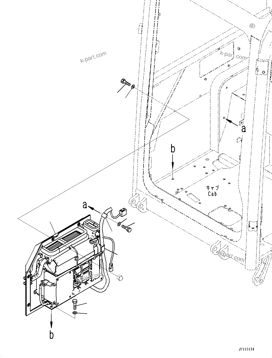 Komatsu parts book diagram for PC25MR-5 S/N 26001-UP: CAB, HEATER UNIT(#26001-)