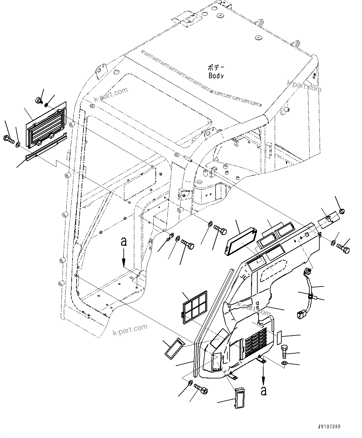 Komatsu parts book diagram for PC25MR-5 S/N 26001-UP: CAB, HEATER DUCT(#26001-)