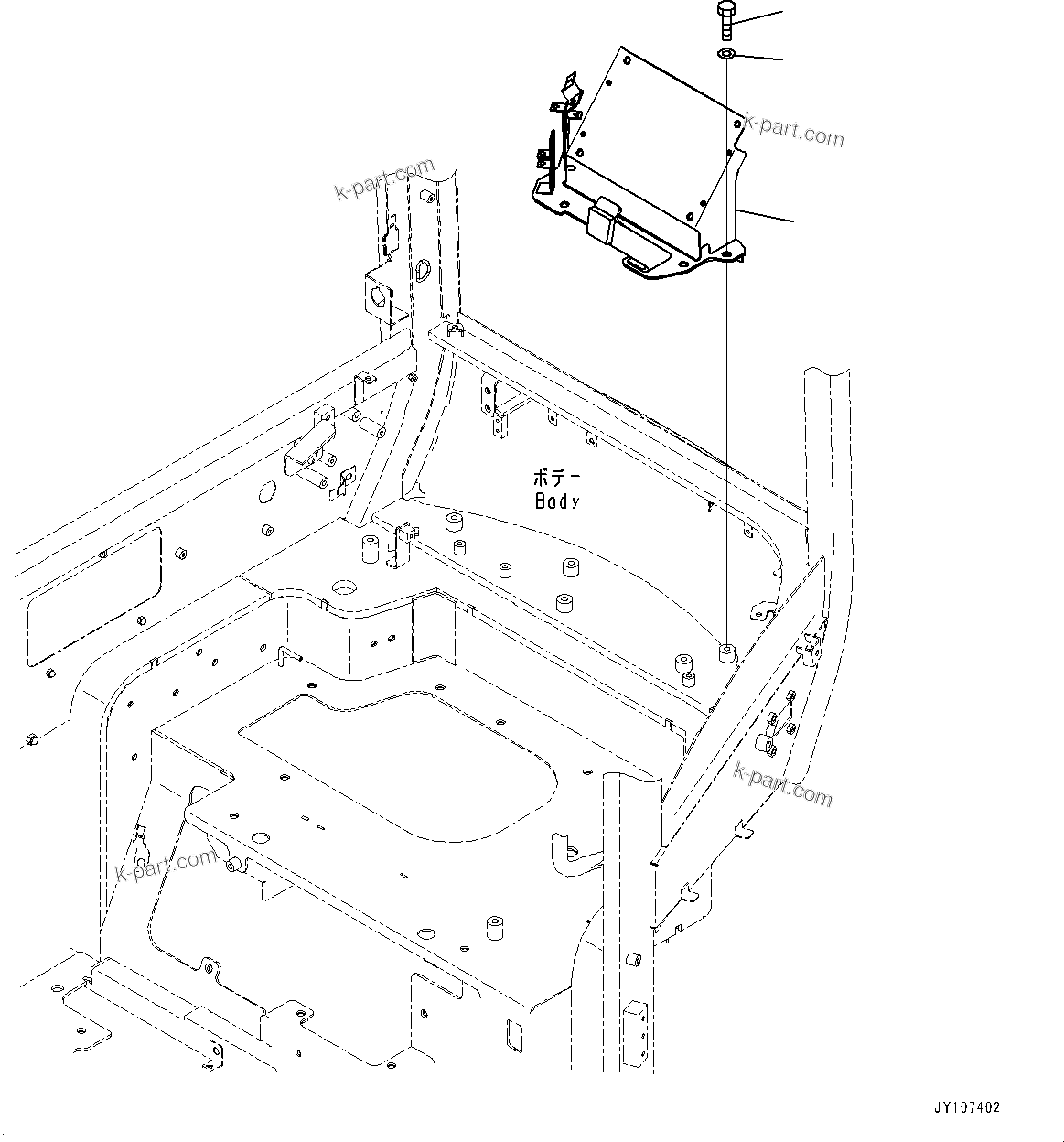 Komatsu parts book diagram for PC25MR-5 S/N 26001-UP: CAB, CONTROLLER MOUNTING BRACKET(#26001-)