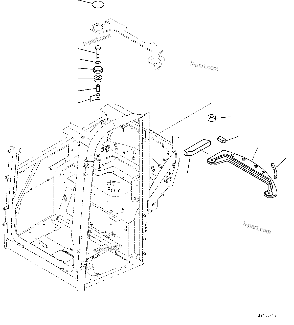 Komatsu parts book diagram for PC25MR-5 S/N 26001-UP: CAB, CAB MOUNTING(#26001-)