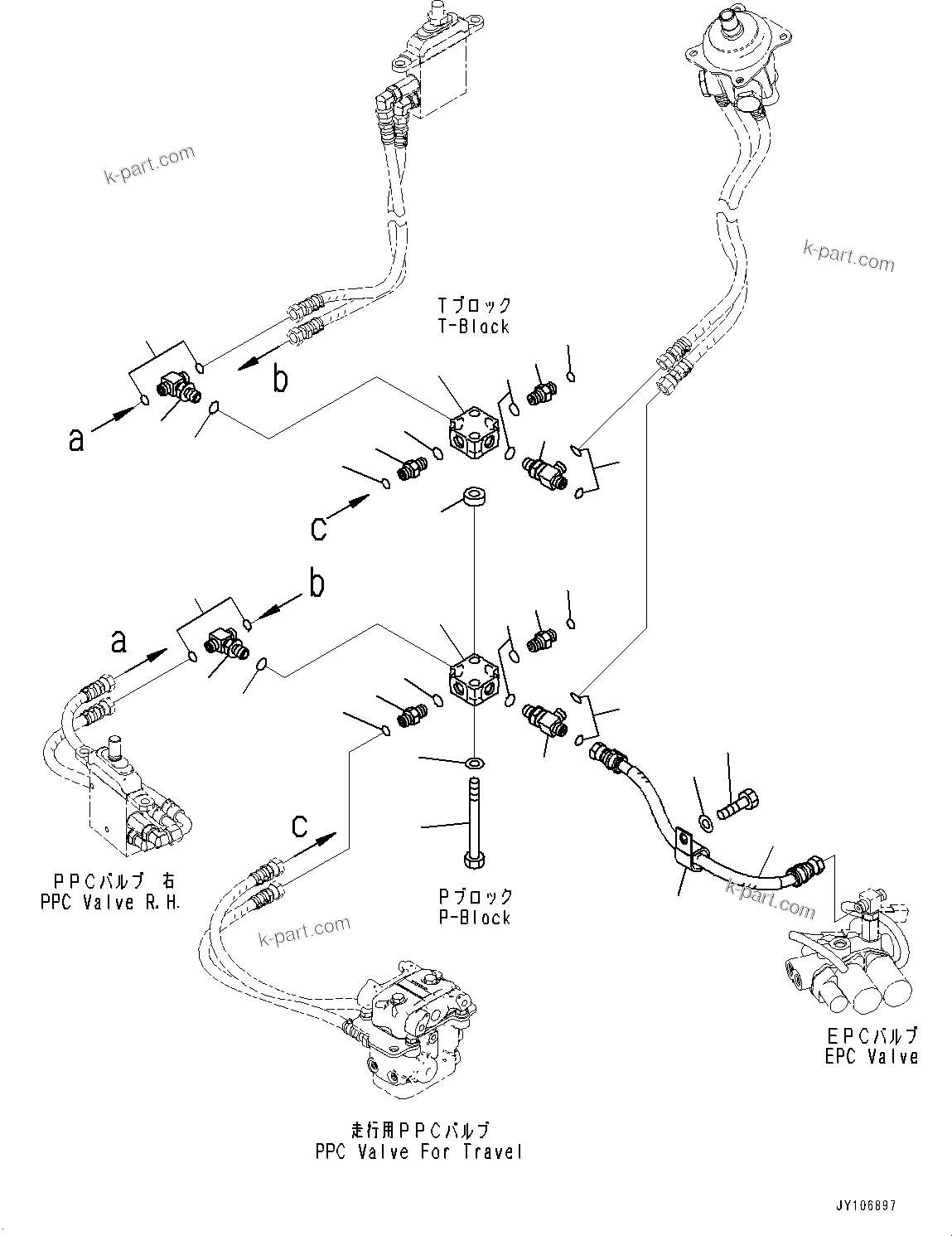Komatsu parts book diagram for PC25MR-5 S/N 26001-UP: CAB, FLOOR, P, T BLOCK (WITH ARM CRANE)(#26001-)