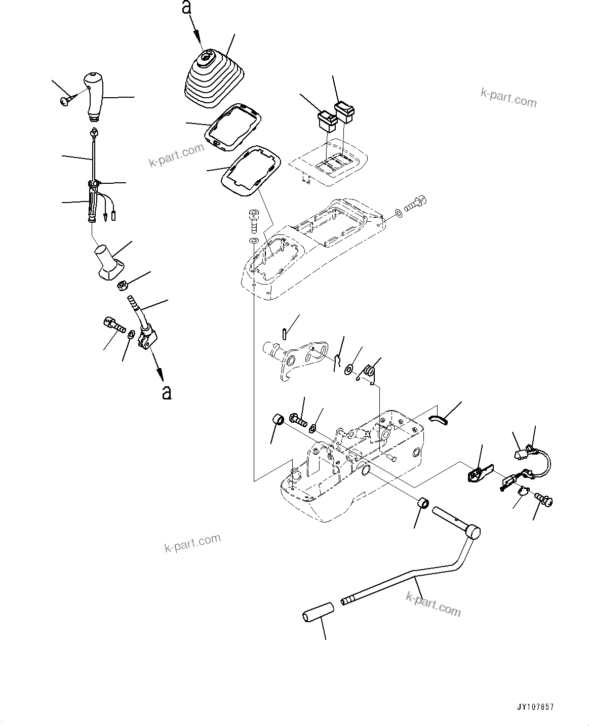 Komatsu parts book diagram for PC25MR-5 S/N 26001-UP: CAB, FLOOR, WORK EQUIPMENT CONTROL LEVER, L.H. (WITH ARM CRANE)(#26001-)