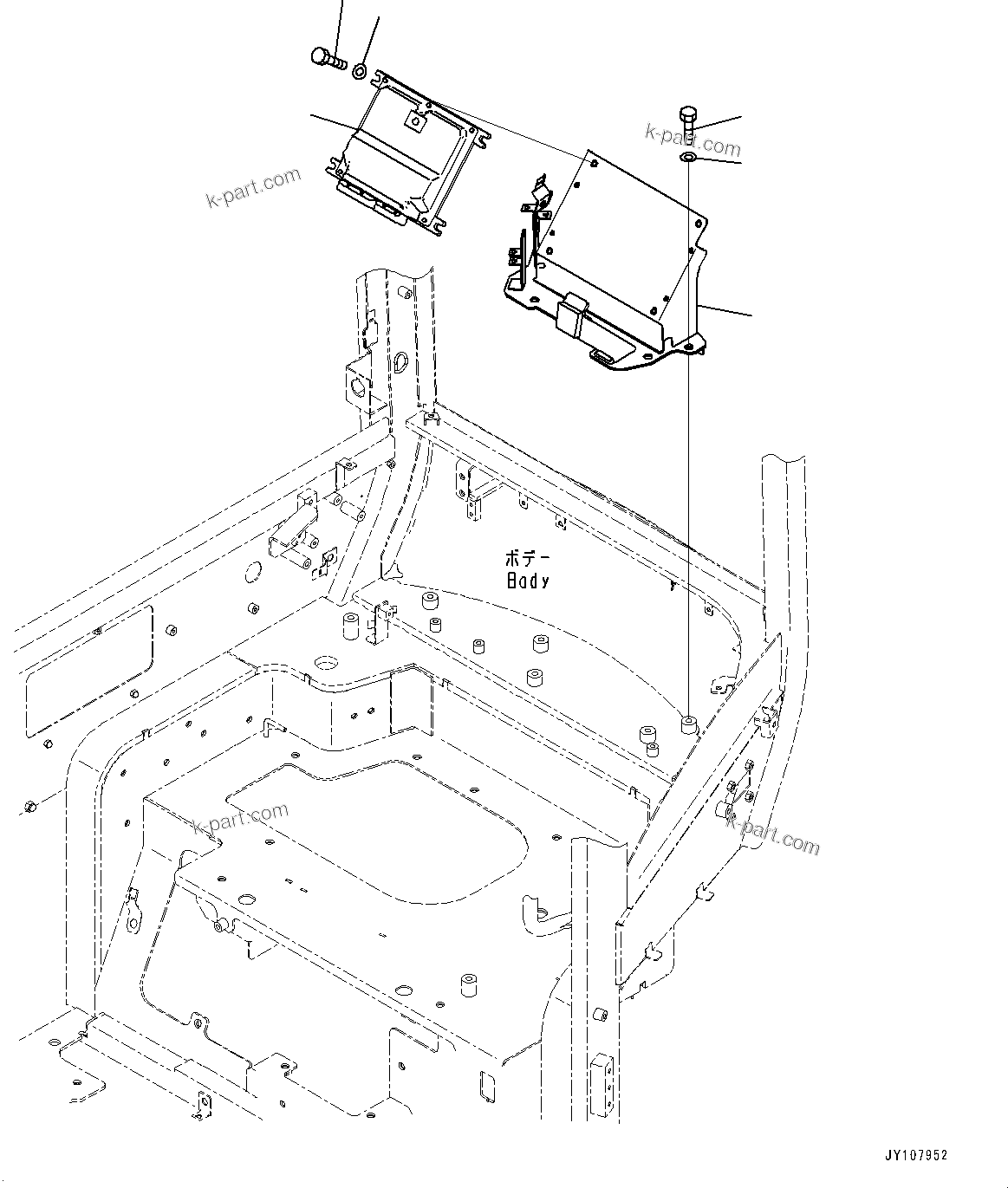 Komatsu parts book diagram for PC25MR-5 S/N 26001-UP: CAB, CONTROLLER MOUNTING BRACKET (WITH ARM CRANE)(#26001-)