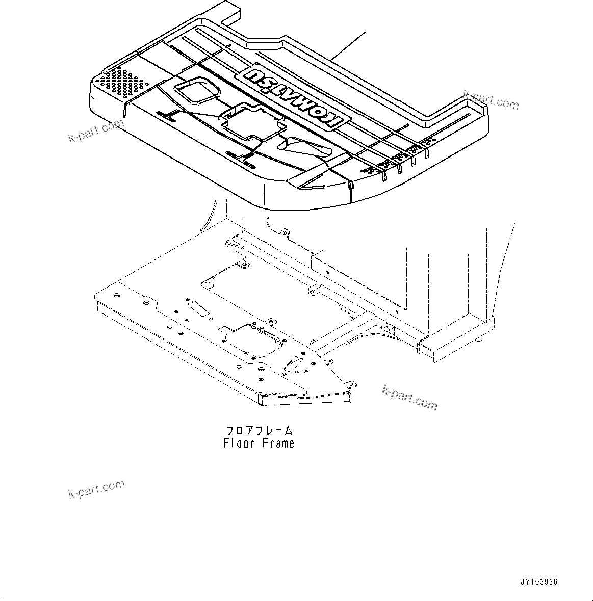 Komatsu parts book diagram for PC25MR-5 S/N 26001-UP: FLOOR MAT, (WITH ROPS CANOPY OR PLASTIC TOP CANOPY)(#25001-)