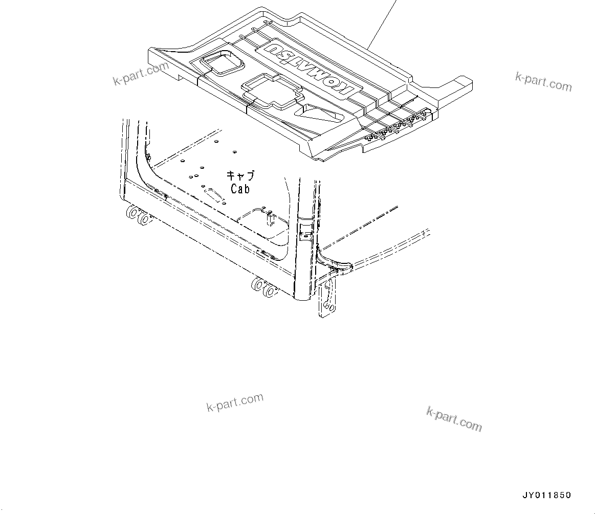 Komatsu parts book diagram for PC25MR-5 S/N 26001-UP: FLOOR MAT, (WITH ROPS CAB)(#25001-)