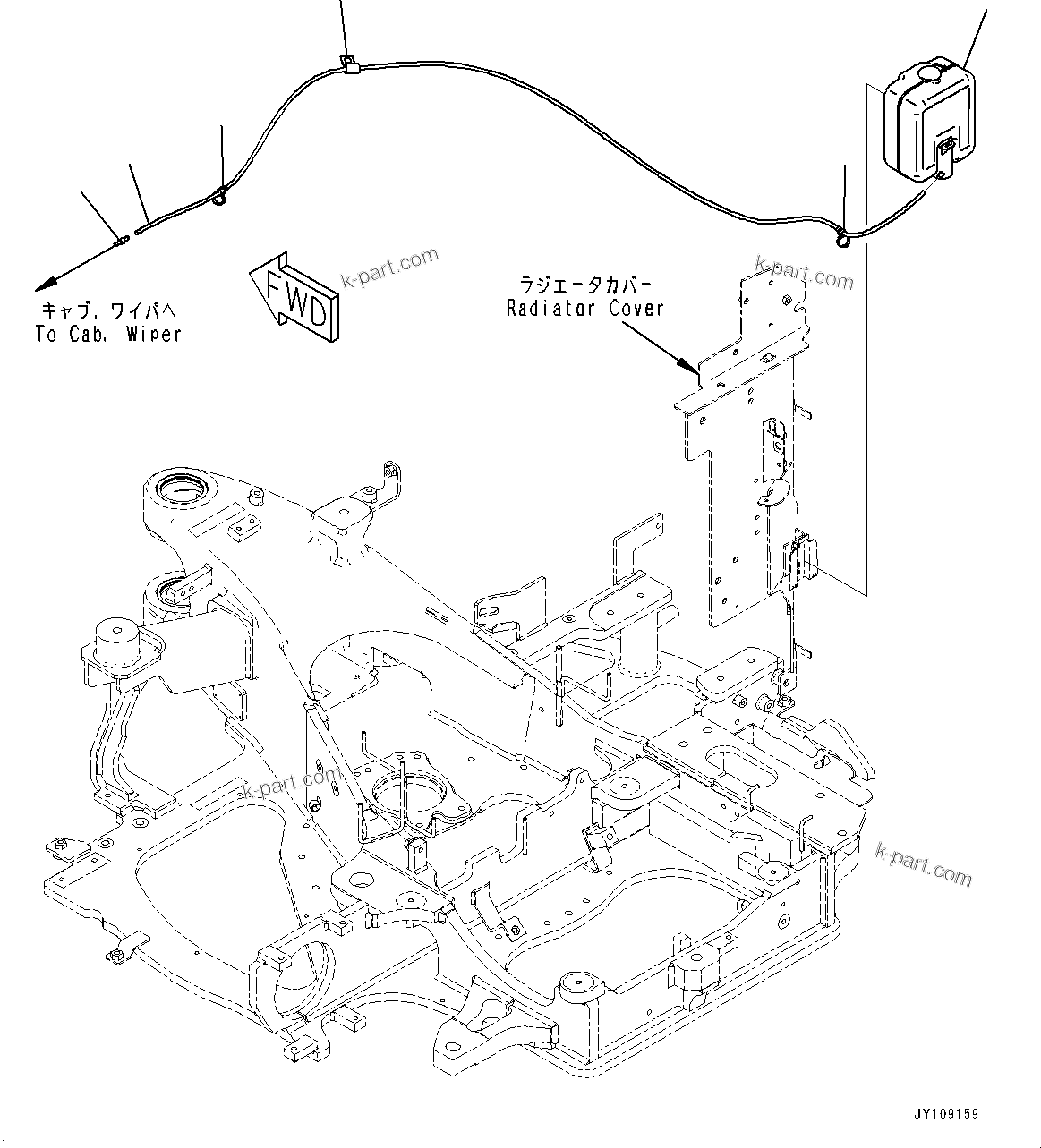 Komatsu parts book diagram for PC25MR-5 S/N 26001-UP: WINDOW WASHER, (ROPS CAB)(#25120-)