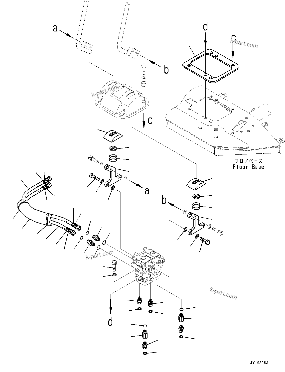 Komatsu parts book diagram for PC25MR-5 S/N 26001-UP: FLOOR FRAME, FLOOR, PPC PIPING FOR TRAVEL VALVE(#26001-)