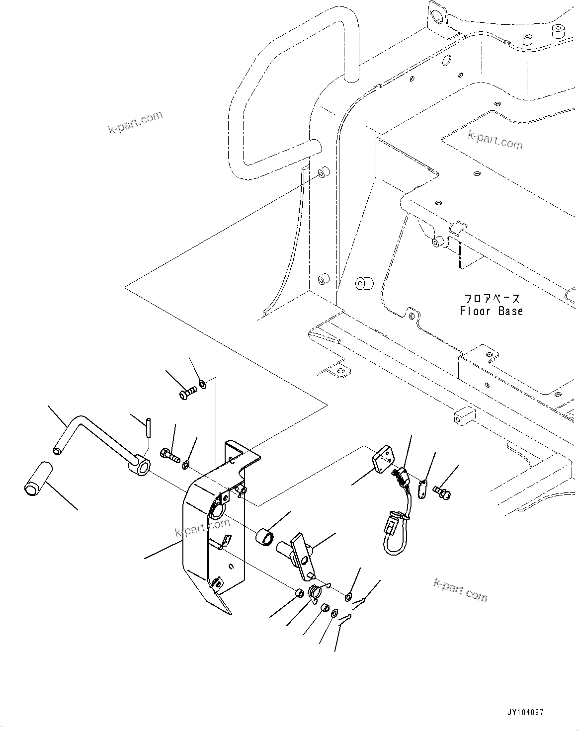 Komatsu parts book diagram for PC25MR-5 S/N 26001-UP: FLOOR FRAME, LOCK LEVER(#26001-)