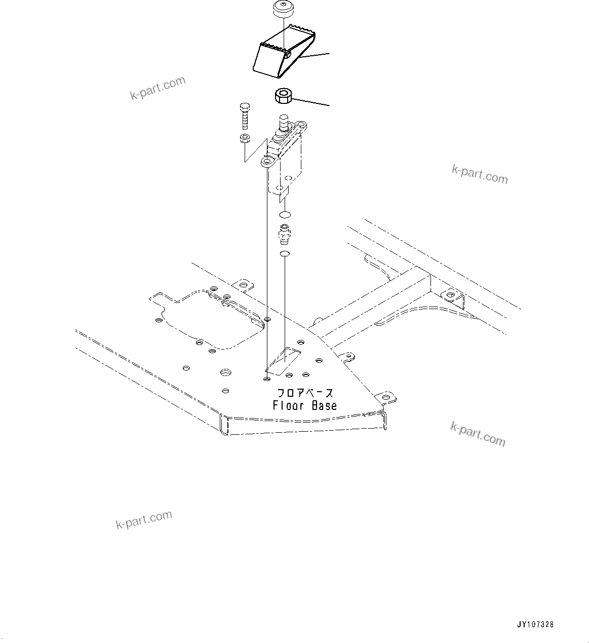 Komatsu parts book diagram for PC25MR-5 S/N 26001-UP: FLOOR FRAME, ATTACHMENT PEDAL(#26001-)