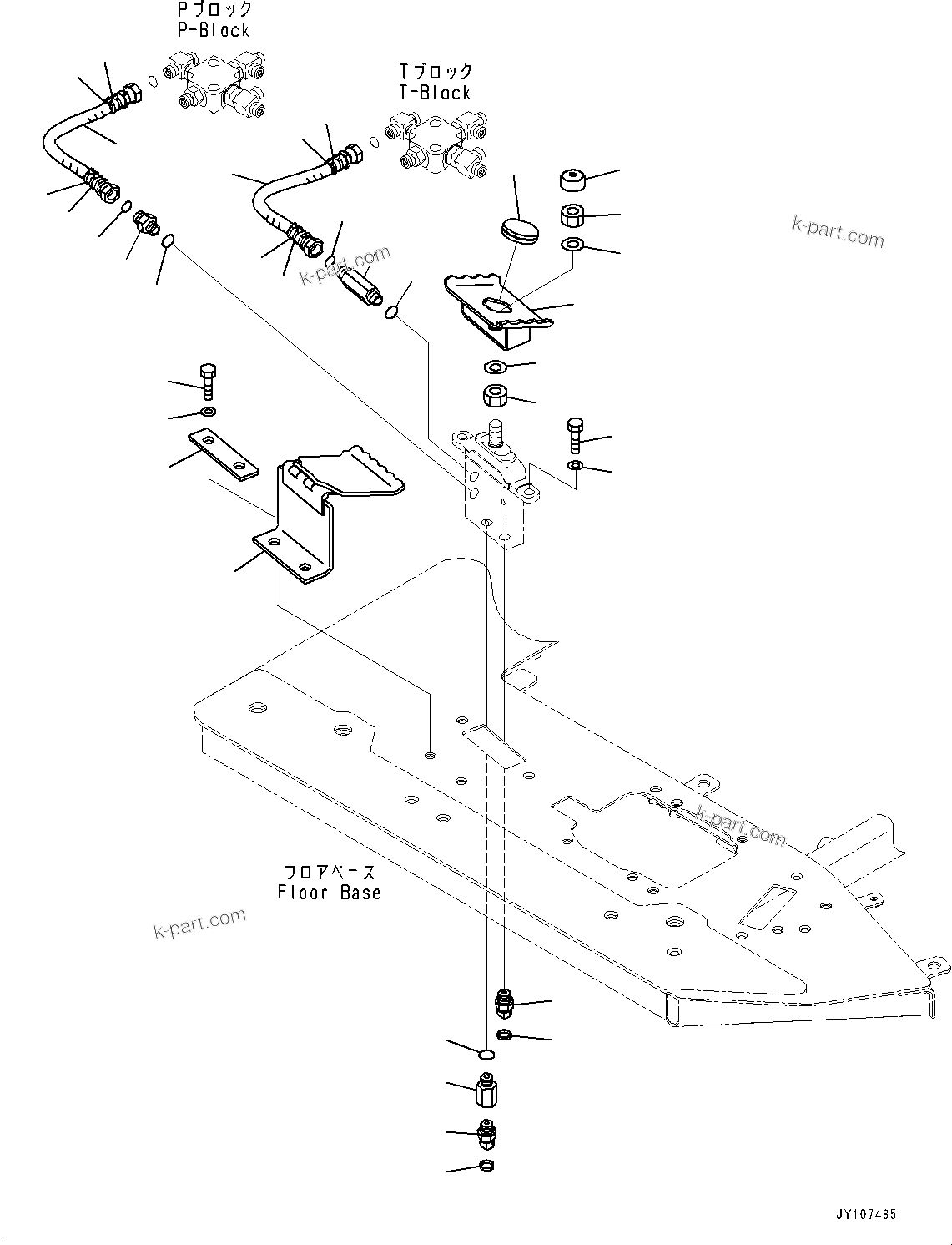Komatsu parts book diagram for PC25MR-5 S/N 26001-UP: FLOOR FRAME, BOOM SWING PEDAL AND PIPING (WITH ARM CRANE)(#26001-)