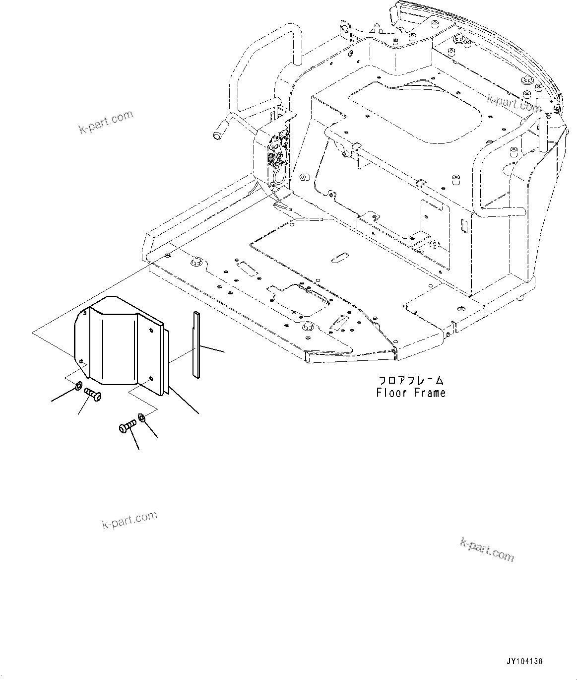 Komatsu parts book diagram for PC25MR-5 S/N 26001-UP: FLOOR FRAME COVER, LOCK LEVER COVER(#26001-)