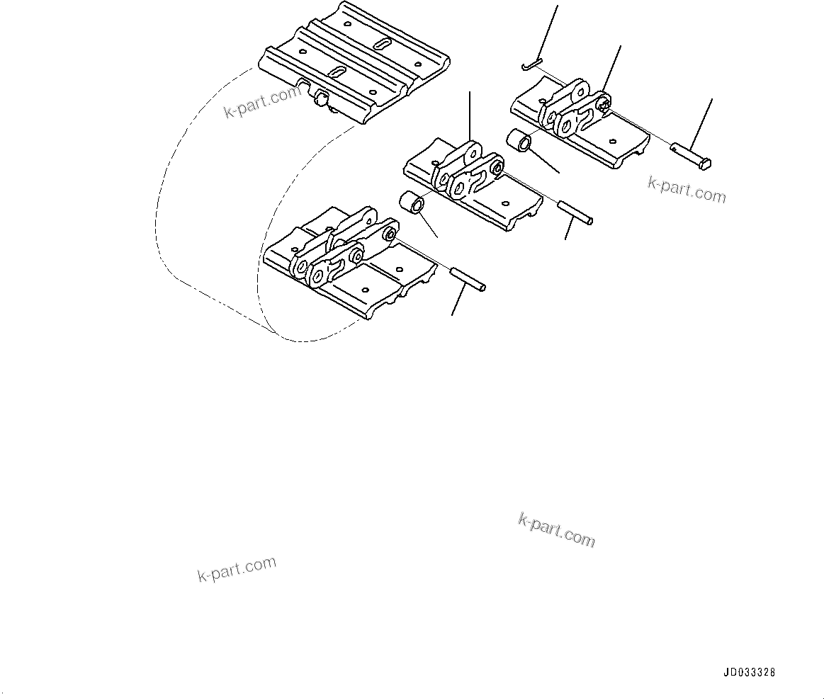 Komatsu parts book diagram for PC25MR-5 S/N 26001-UP: TRACK SHOE ASSEMBLY, TRACK SHOE (HOLED DOUBLE GROUSER SHOE, 300MM WIDTH)(#25001-)