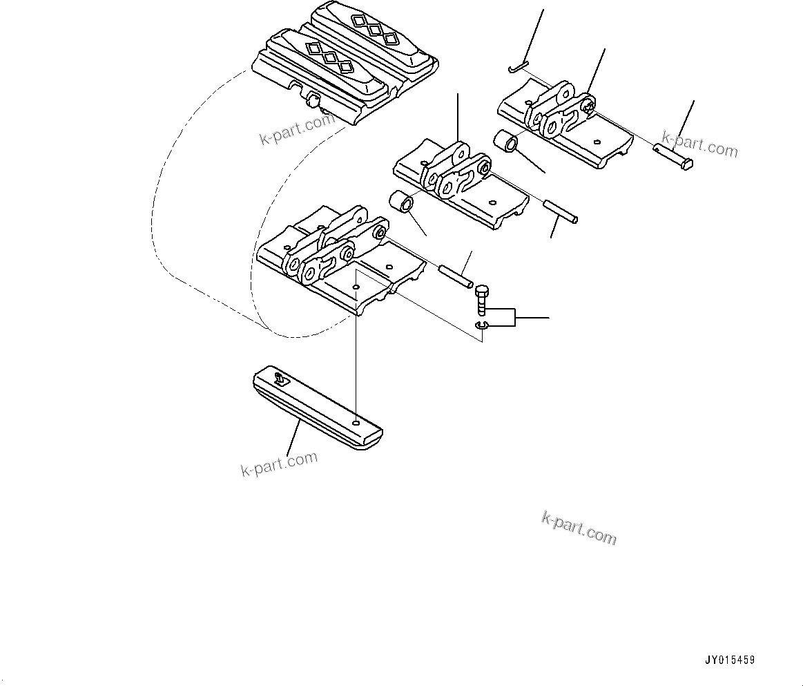 Komatsu parts book diagram for PC25MR-5 S/N 26001-UP: TRACK SHOE ASSEMBLY, TRACK SHOE (EAGLE PAD SHOE, 295MM WIDTH)(#25001-)