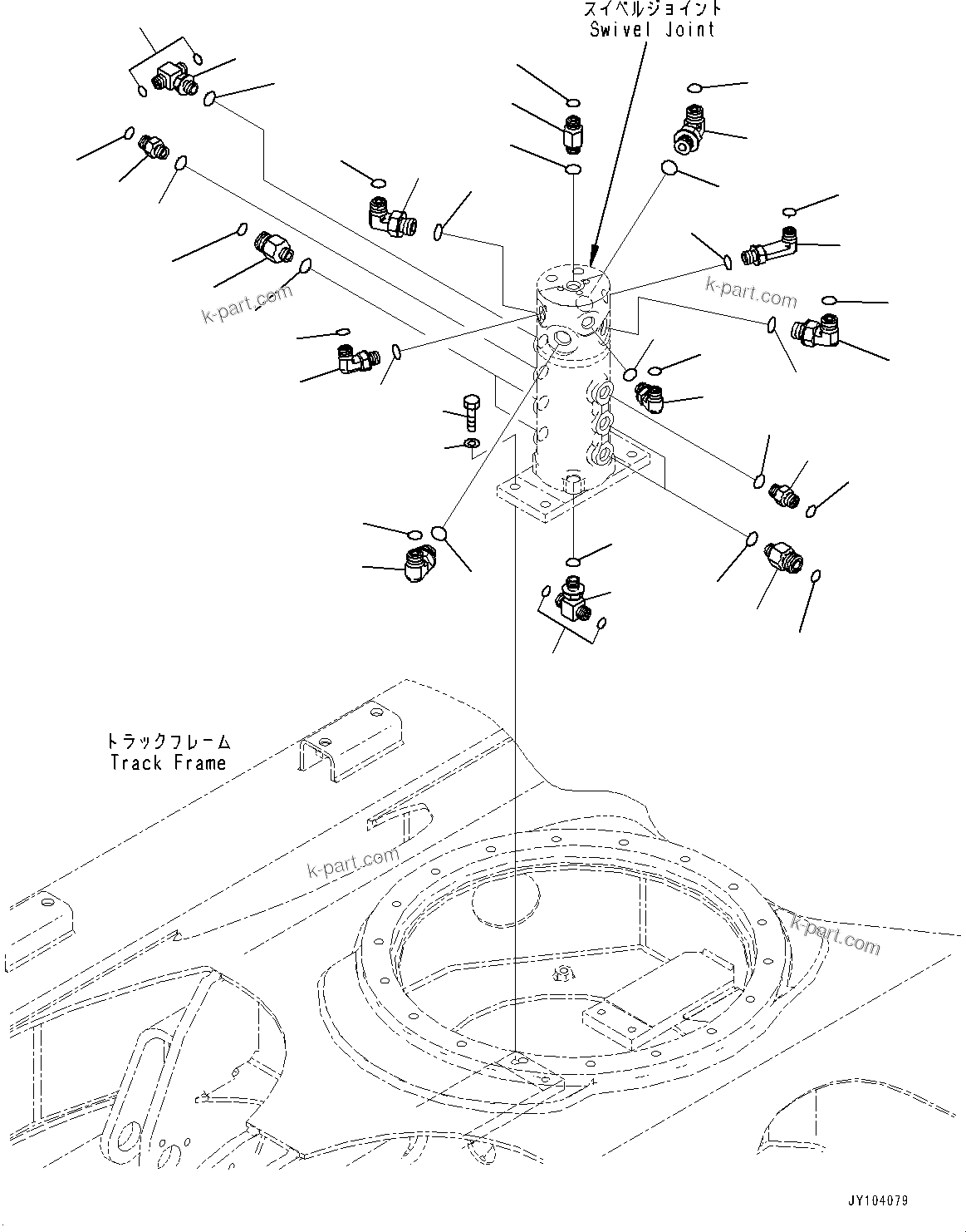 Komatsu parts book diagram for PC25MR-5 S/N 26001-UP: TRACK FRAME, CONNECTING PARTS, SWIVEL JOINT(#25001-)