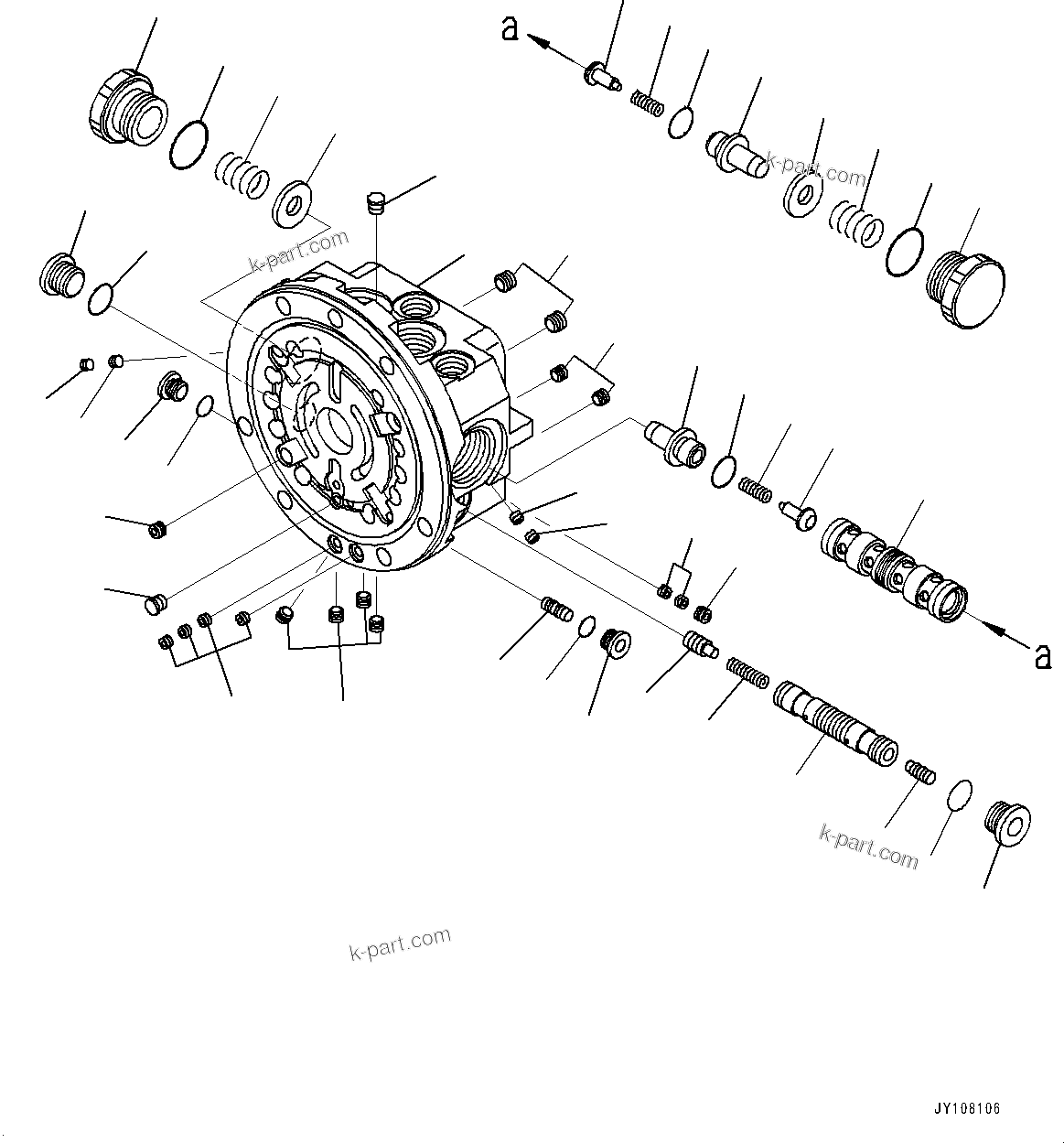 Komatsu parts book diagram for PC25MR-5 S/N 26001-UP: TRACK FRAME, INNER PARTS, HYDRAULIC MOTOR (2/2)(#25077-)