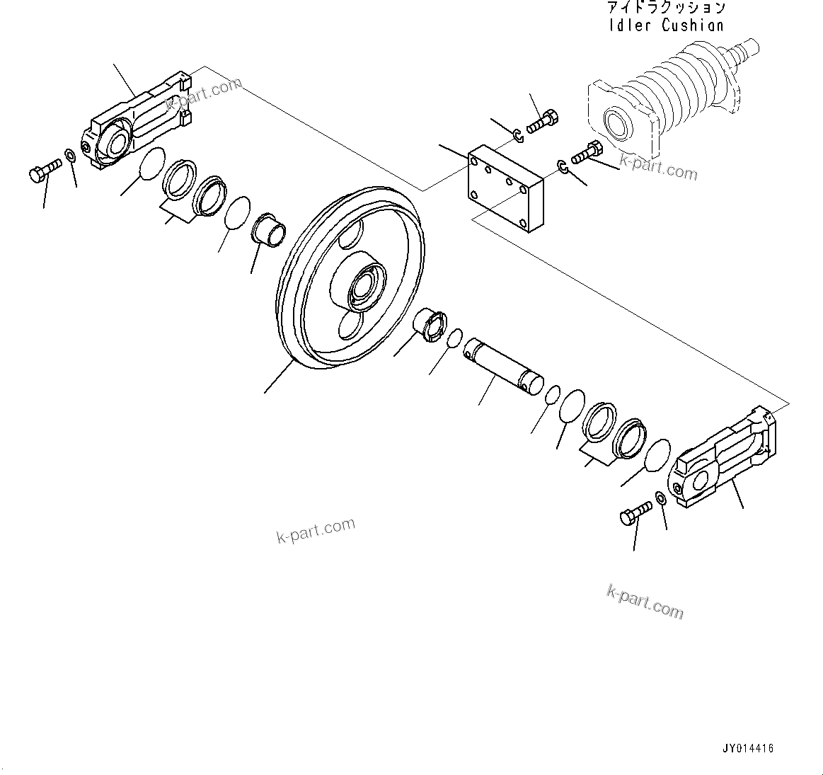 Komatsu parts book diagram for PC25MR-5 S/N 26001-UP: TRACK FRAME, FRONT IDLER(#25001-)