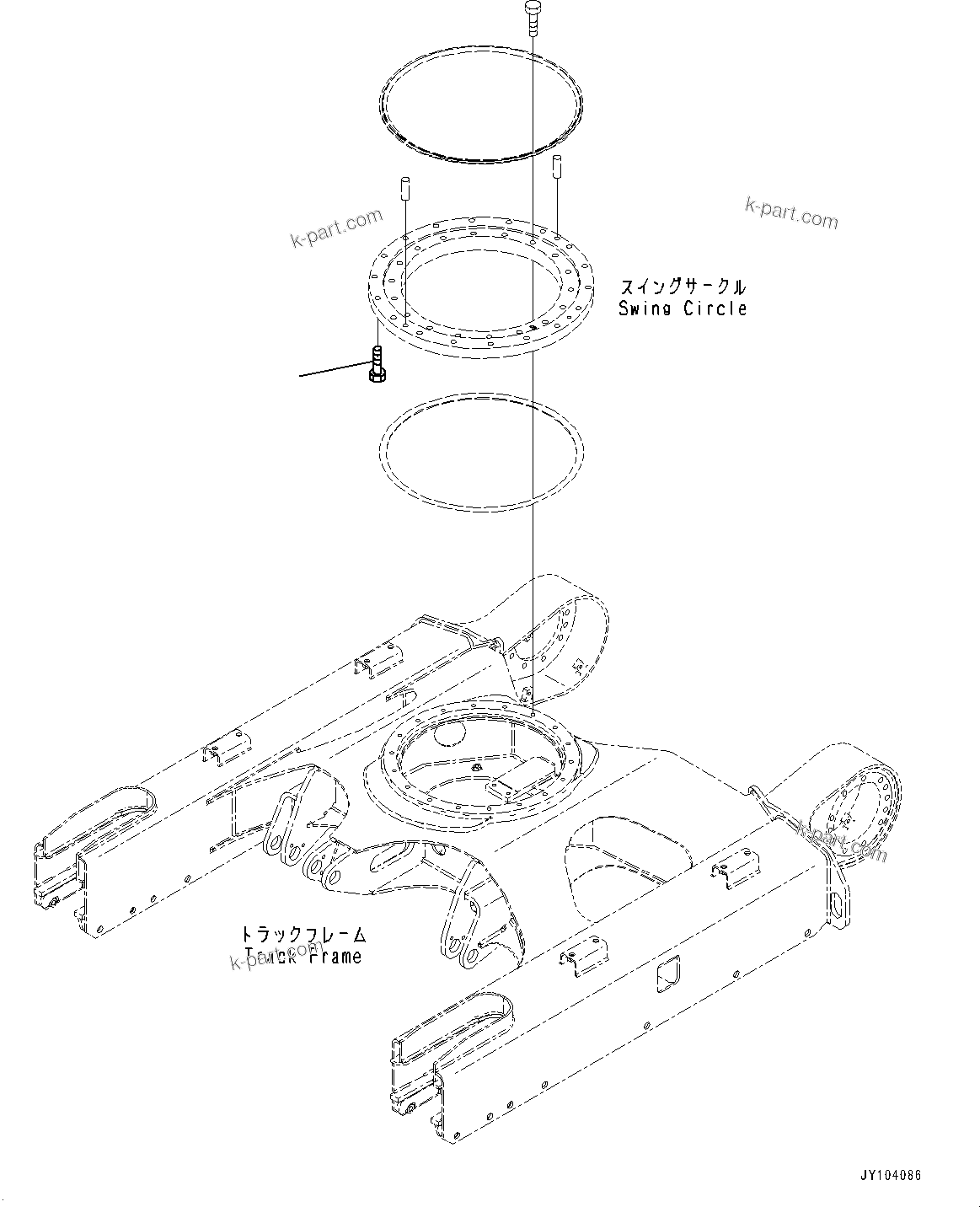 Komatsu parts book diagram for PC25MR-5 S/N 26001-UP: TRACK FRAME, SWING CIRCLE MOUNTING(#25001-)